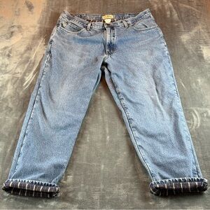 LL Bean Men's Jeans Vintage Flannel Lined Size 38X30 Straight Leg Light Wash